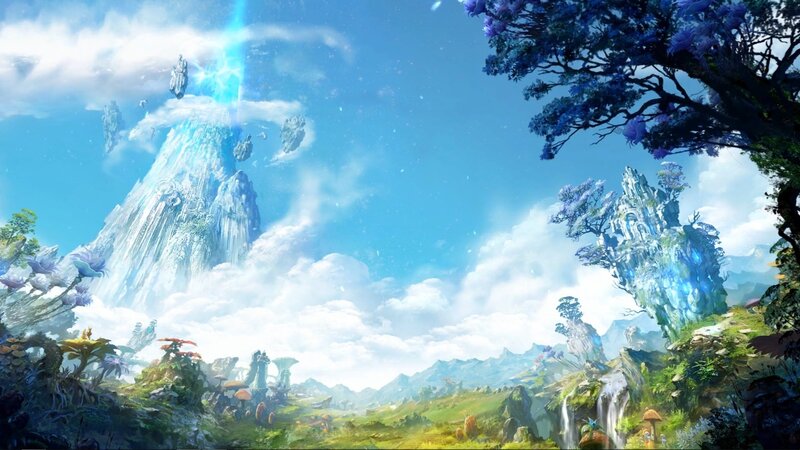 Floating Mountain Landscape — Blue