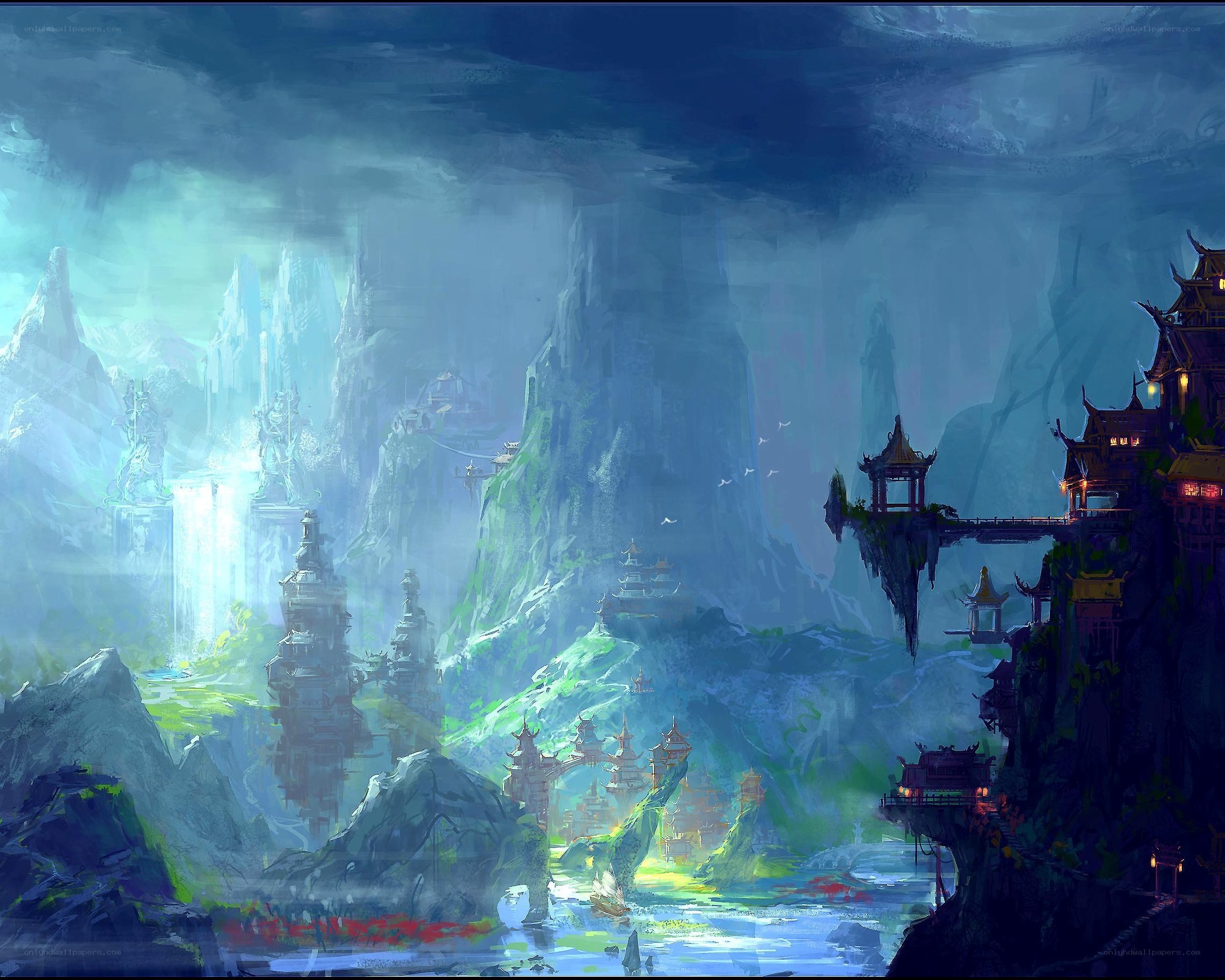 Floating mountain temple