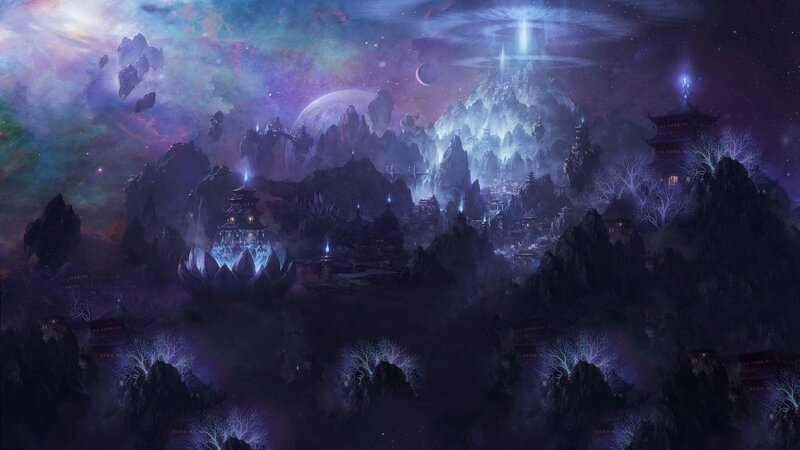 Floating Mountain Village — Purple