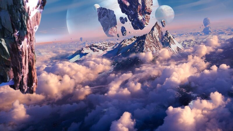 Floating Mountains and Clouds — Purple, Dreamy