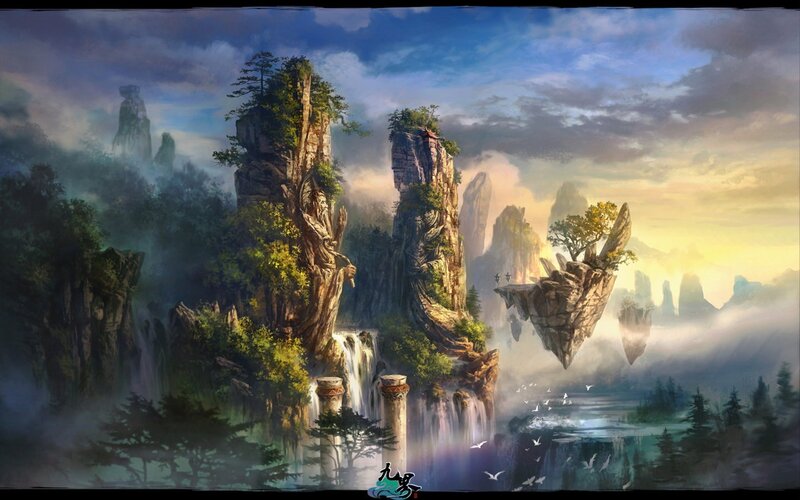 Floating mountains landscape