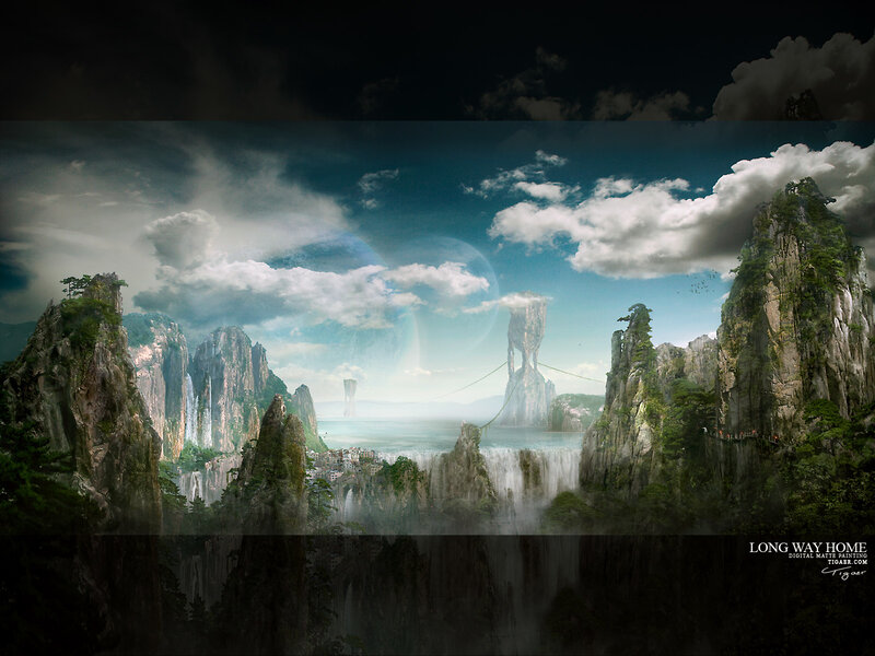 Floating Mountainscape — Blue