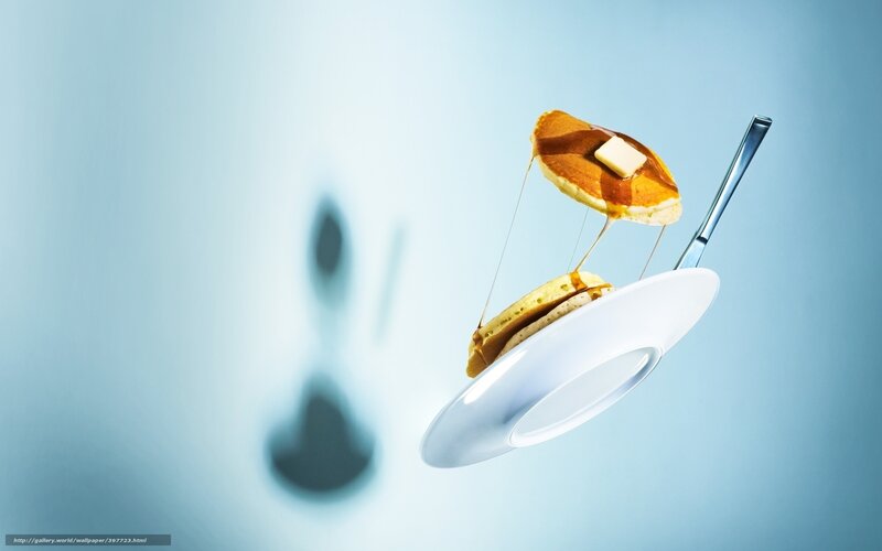 Floating pancakes with syrup