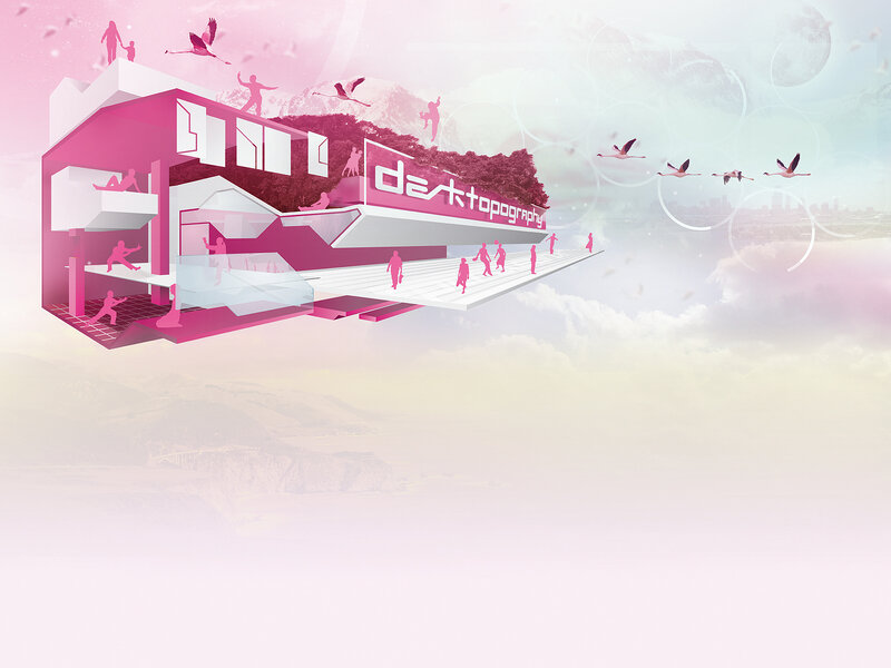 Floating pink architectural concept