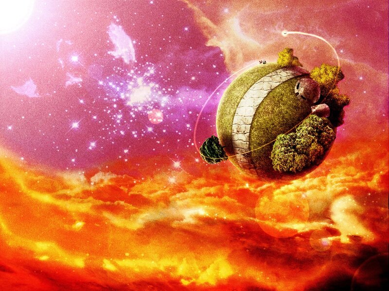 Floating Planet in Space — Purple