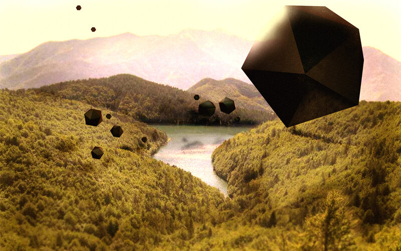 Floating polyhedra over a valley