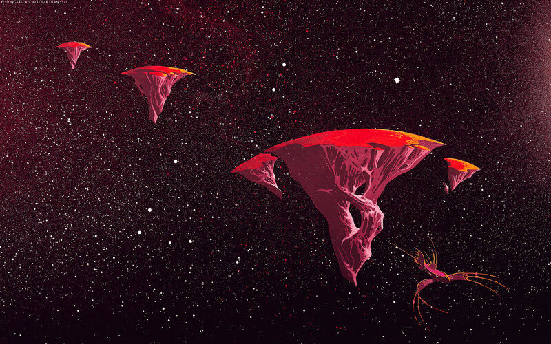 Floating red alien structures