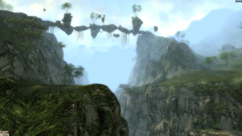 floating rock bridge landscape