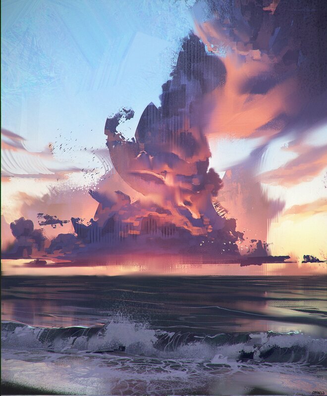 Floating Rock Formation — Blue, Dramatic