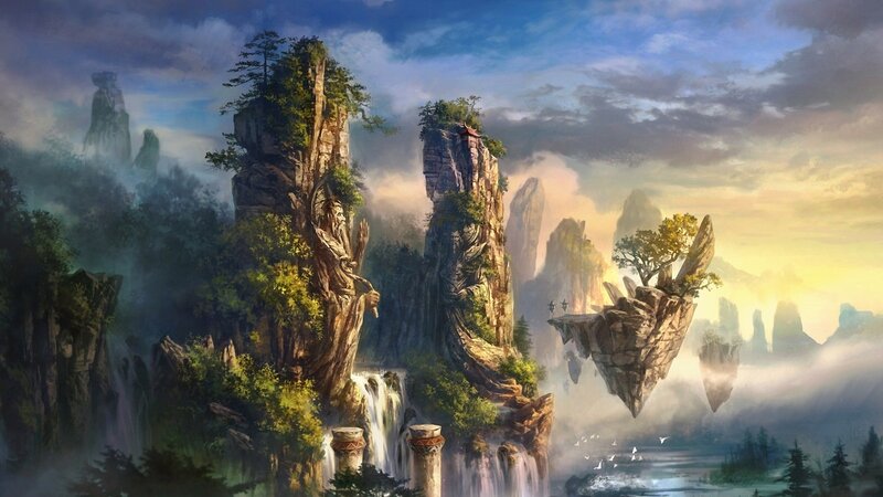 Floating Rock Formations — Blue, Serene