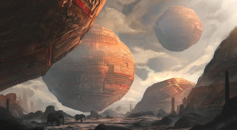 Floating Rock Spheres