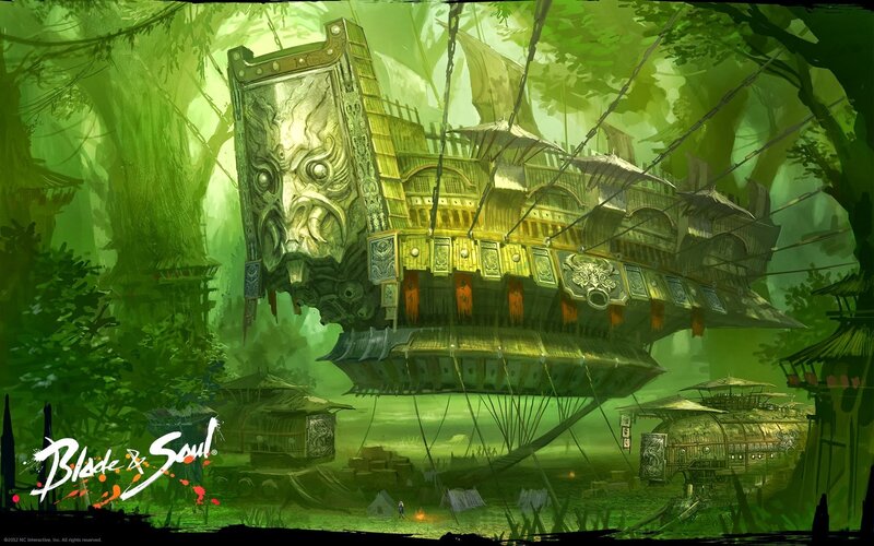 Floating Ship in Jungle — Green