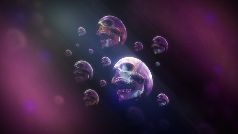 Floating Skulls in Space — Purple