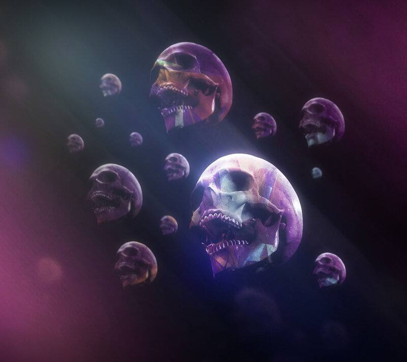 Floating Skulls in Space