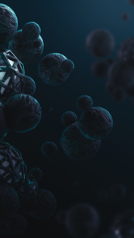 Floating Spheres in Dark Space — Blue