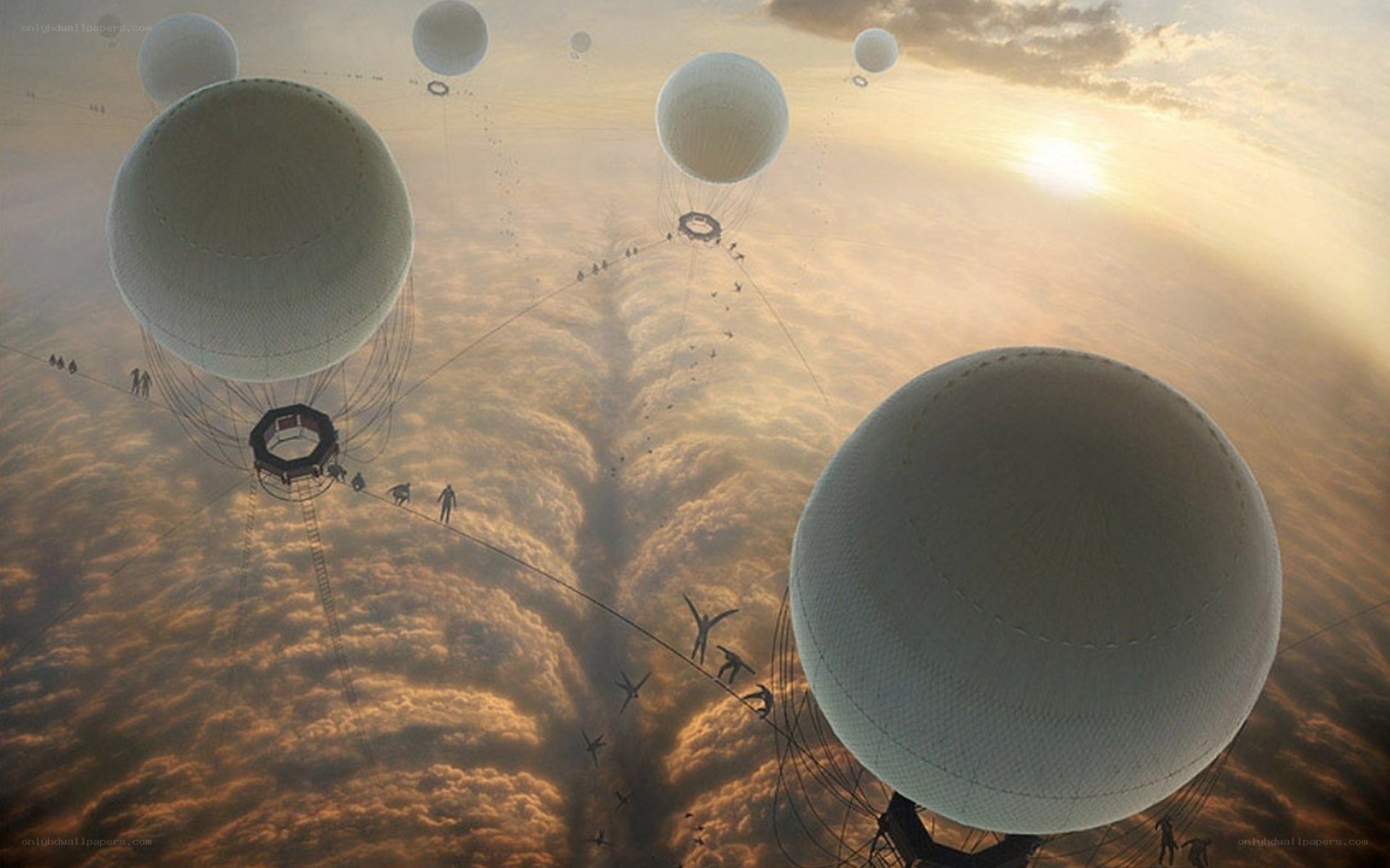 Floating spheres in the sky