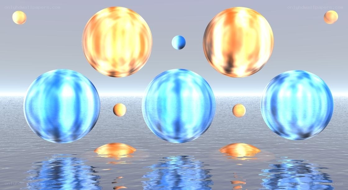 Floating spheres over water