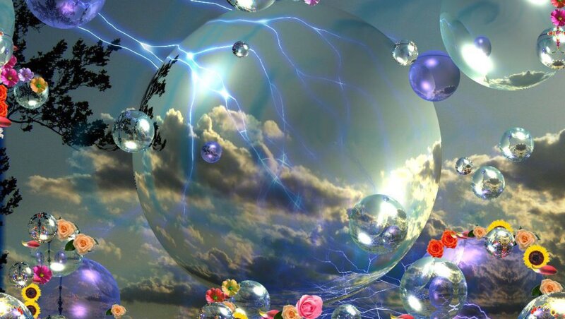 Floating Spheres with Lightning — Blue