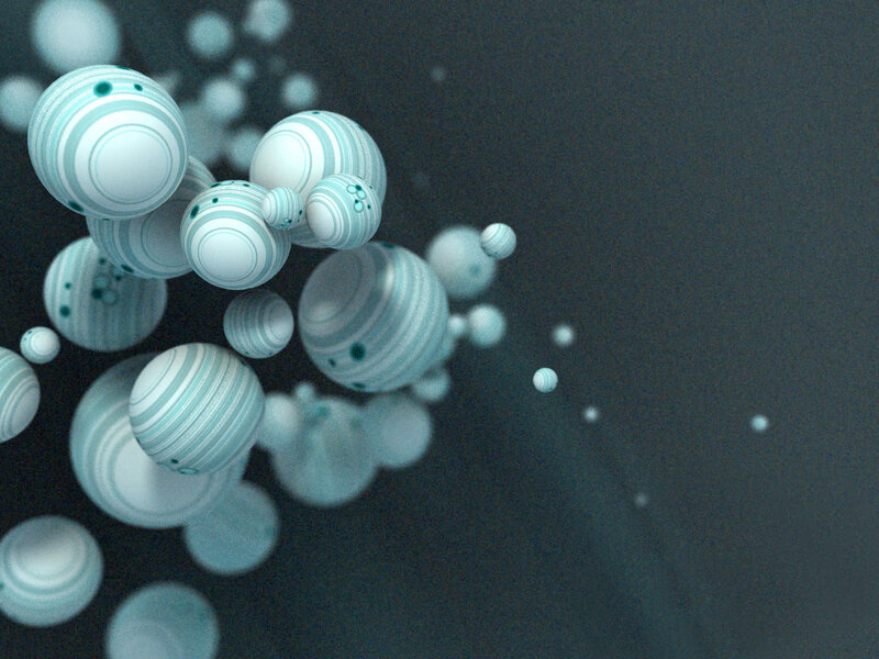 Floating Striped Spheres — Blue