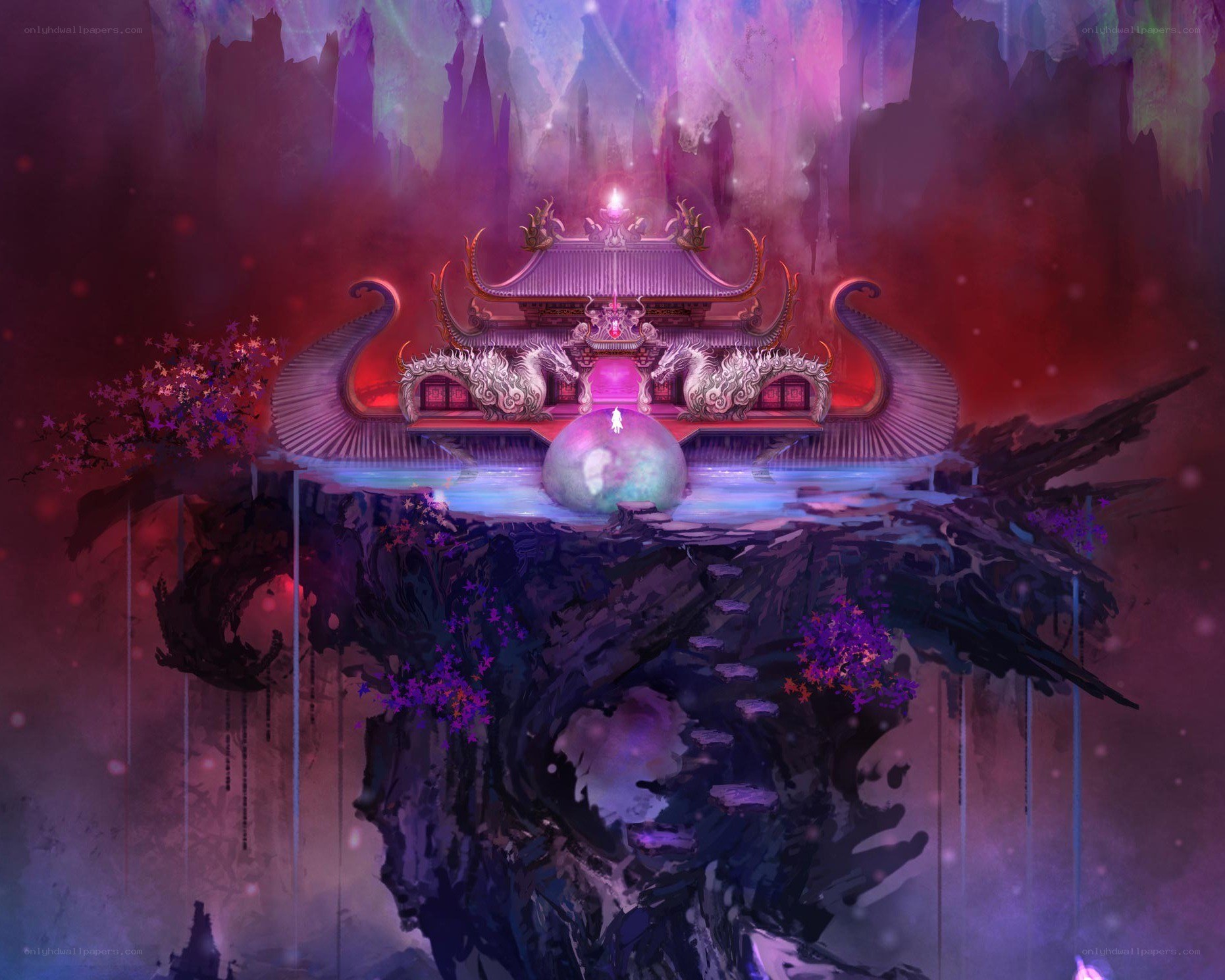 floating temple in a mystical realm