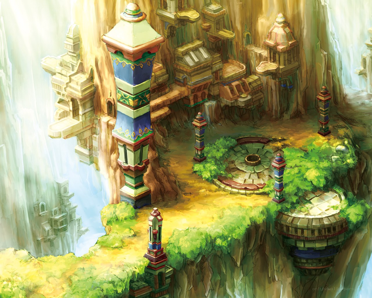 floating temple in canyon