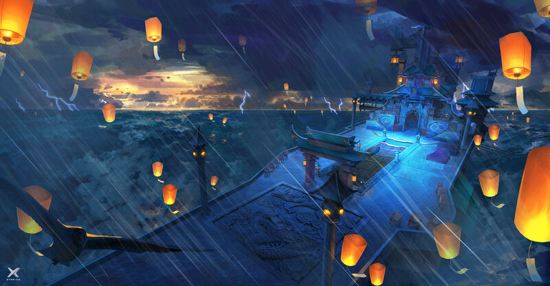 Floating Temple in Storm