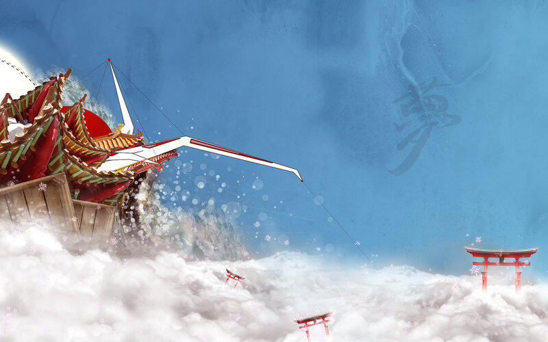 Floating temple in the clouds