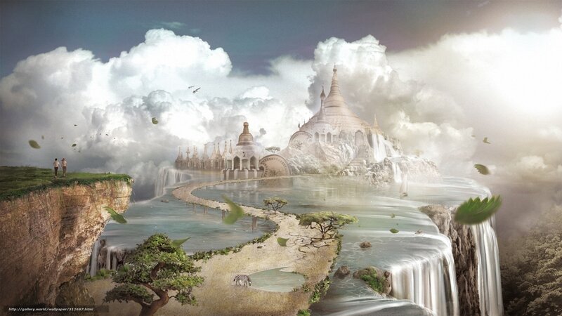 Floating temple landscape