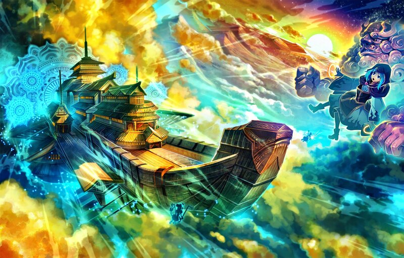 Floating Temple Ship — Blue, Dramatic