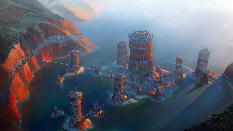 Floating Towers in Water