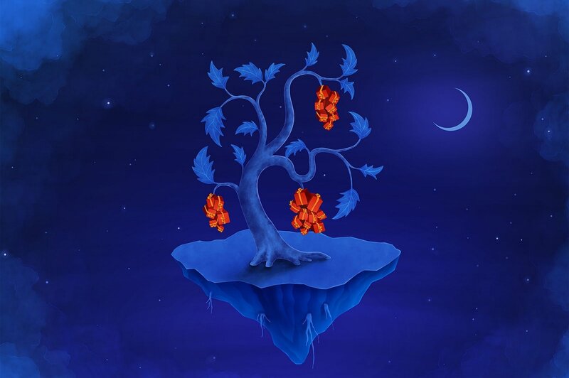Floating tree with gifts