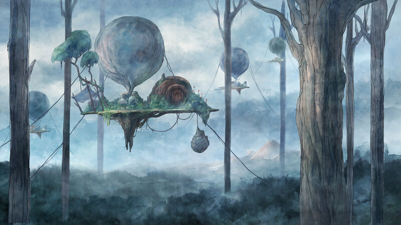 Floating Treehouse Village — Blue, Mysterious