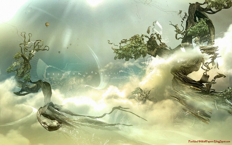 Floating Trees in Clouds — Green