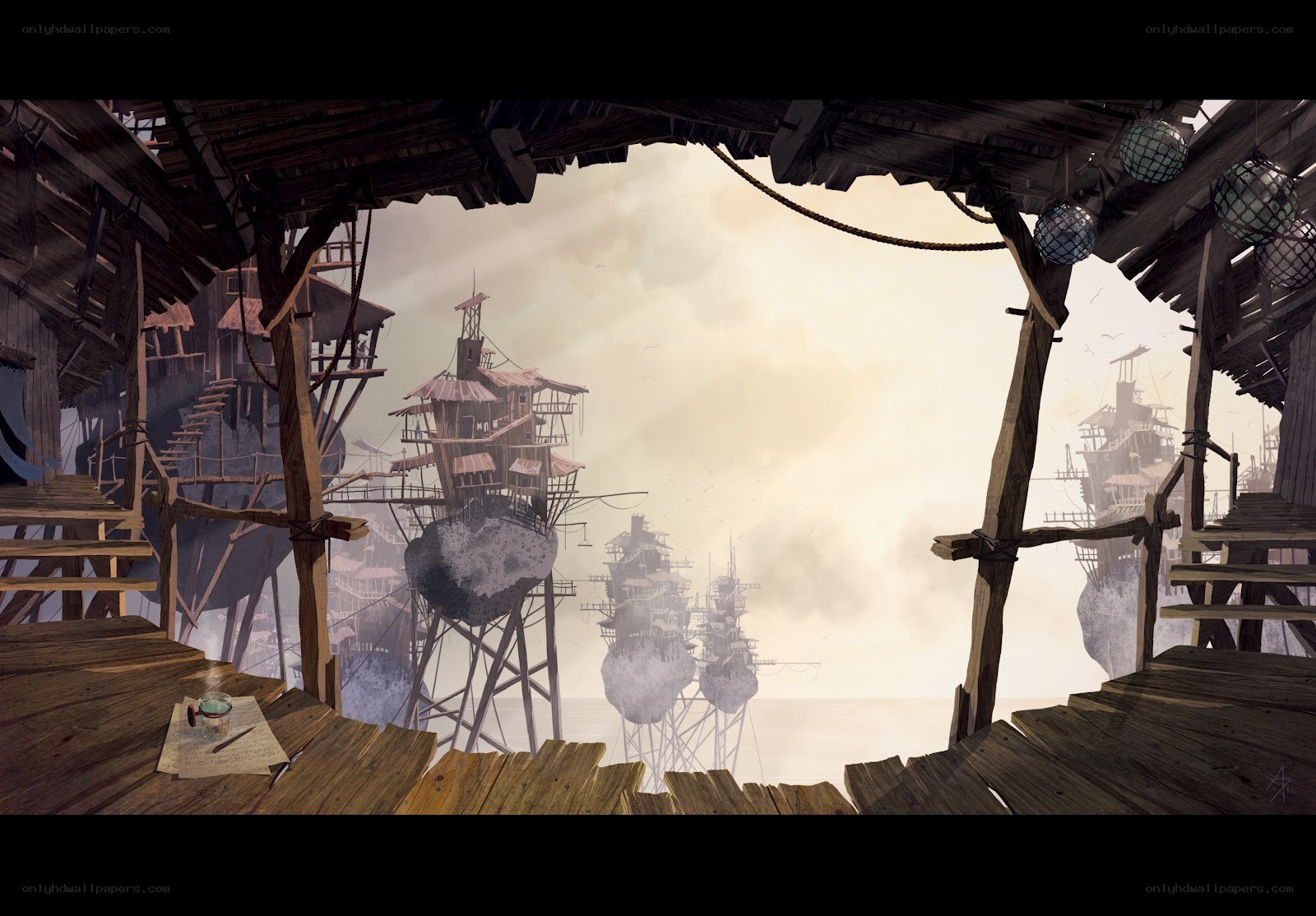 Floating village concept art