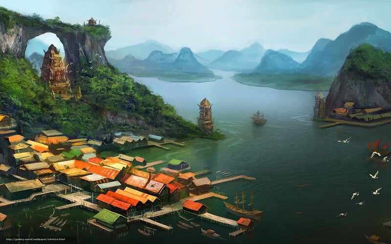 Floating Village on River