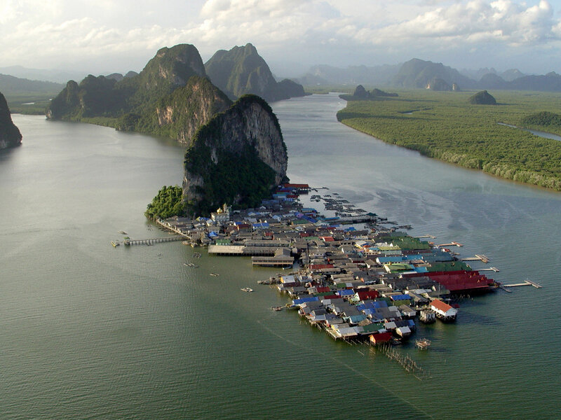 Floating Village on Water — Green