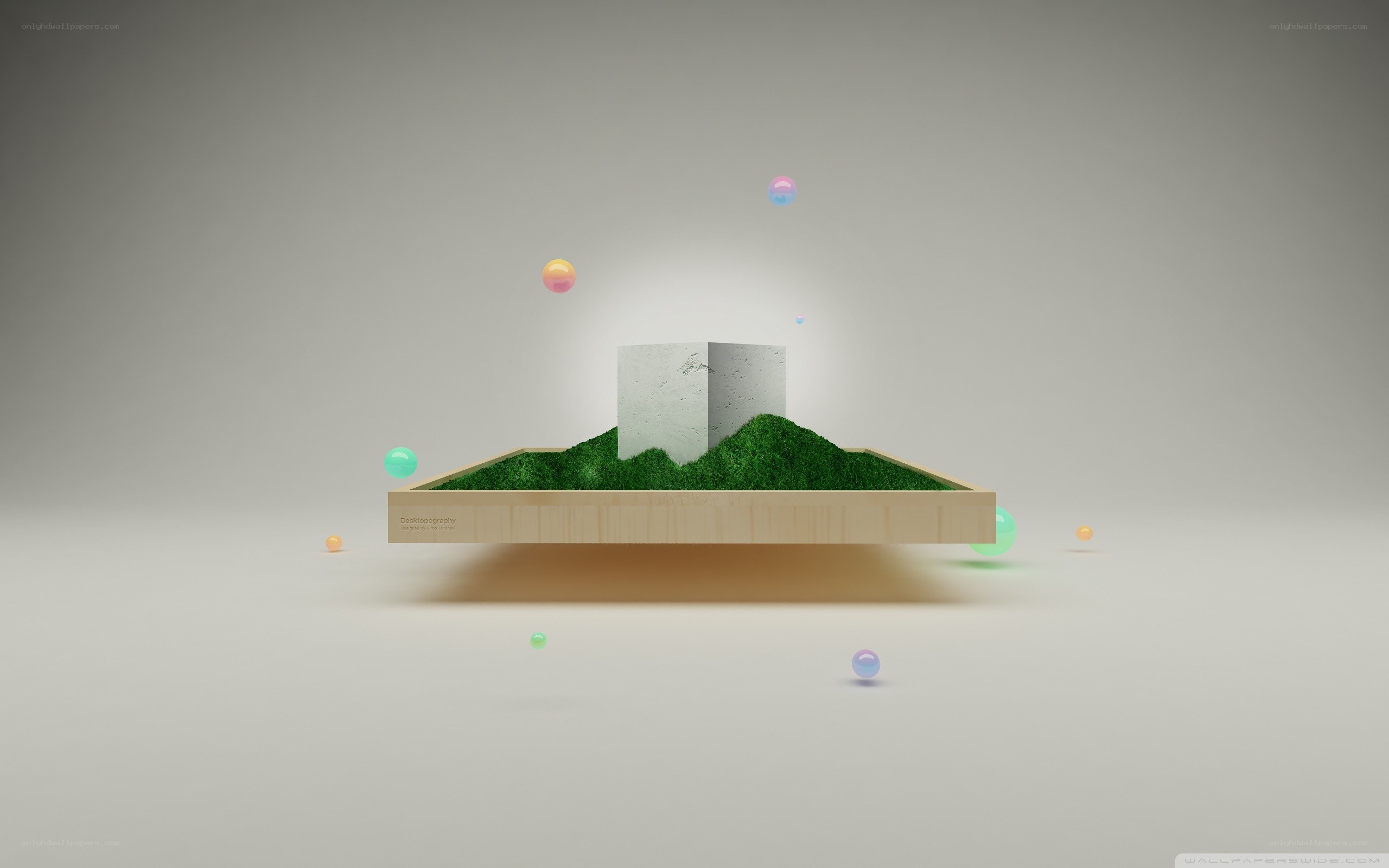 Floating wooden platform with grass