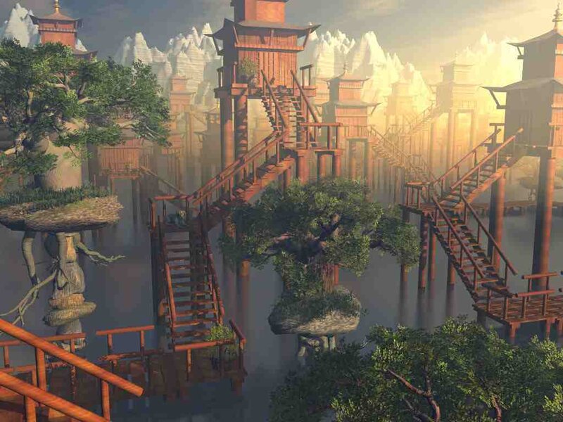 floating wooden village