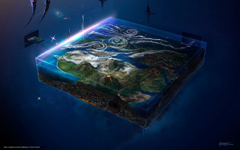floating world in space
