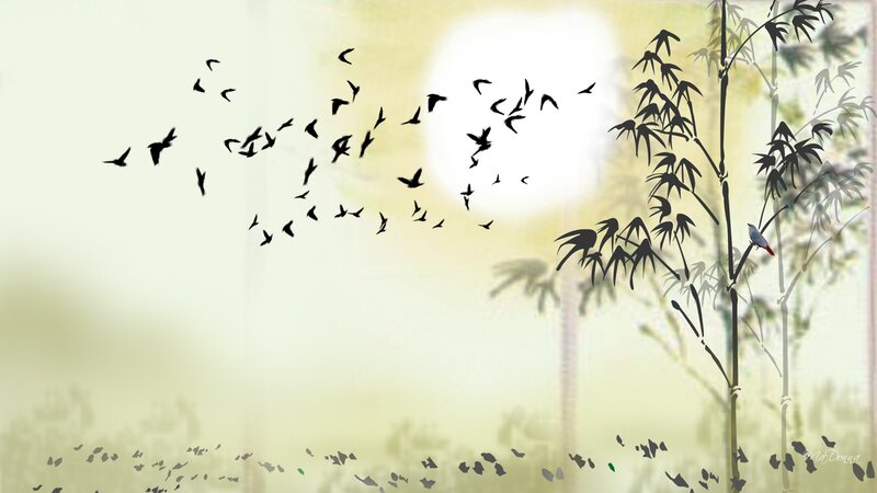 Flock of Birds Flying — Green
