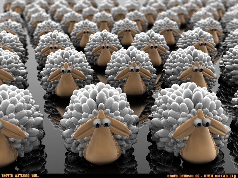 Flock of Cartoon Sheep