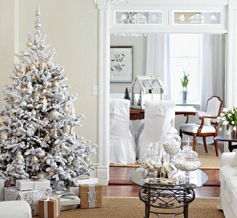 Flocked Christmas Tree — White