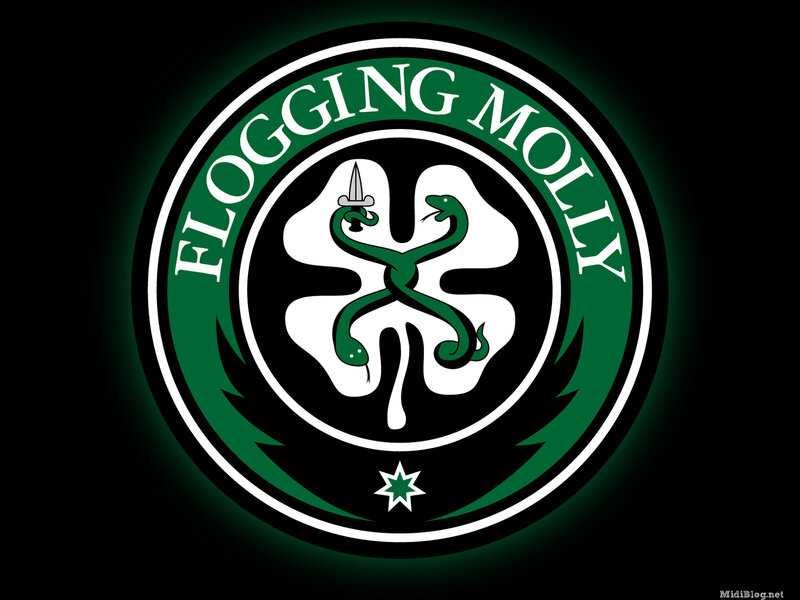 Flogging Molly logo with snake and sword