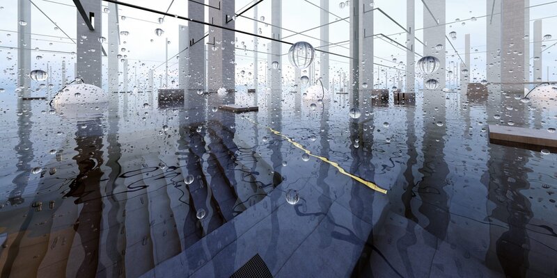 Flooded architectural space