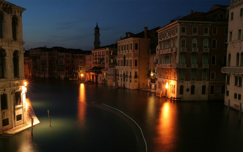 Flooded Canal at Night — Blue