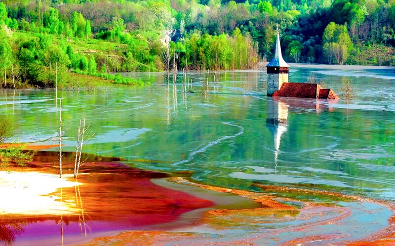 Flooded Church in Lake