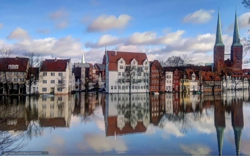 Flooded City Buildings — Blue