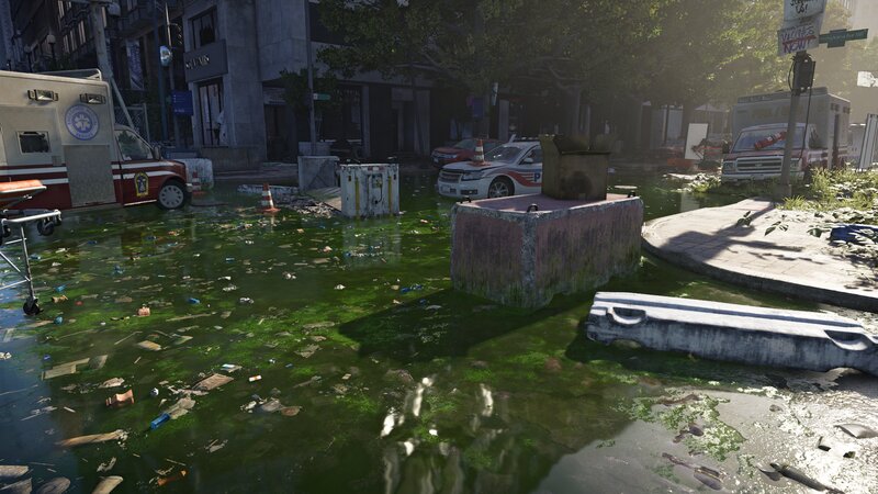 Flooded City Street — Green, Desolate