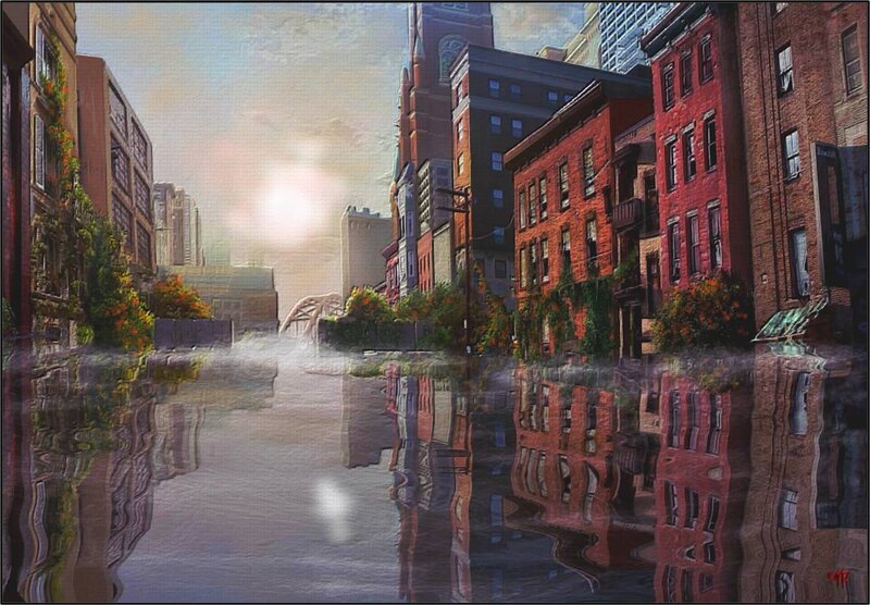 Flooded City Street — Red