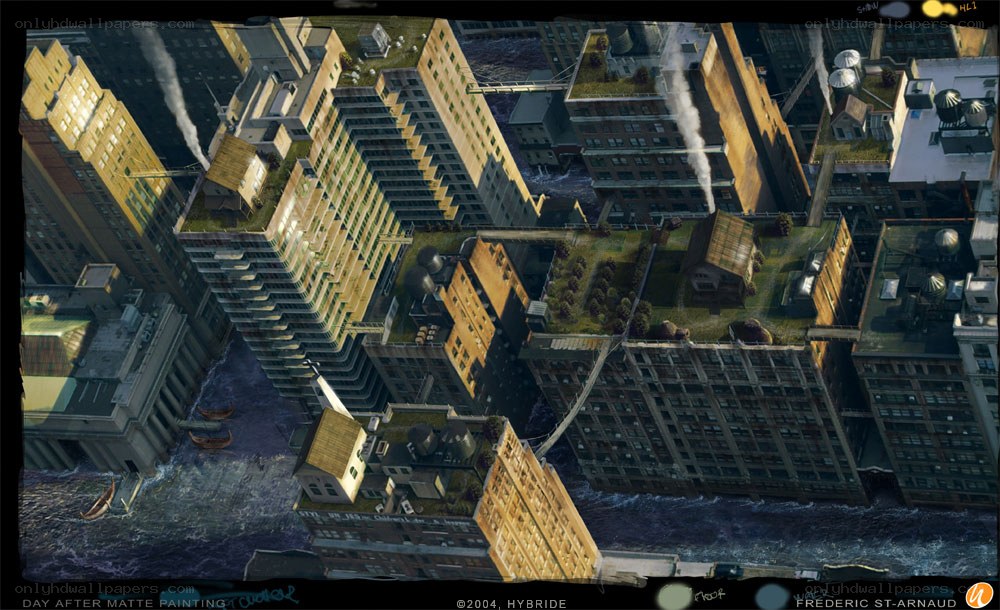 flooded cityscape artwork